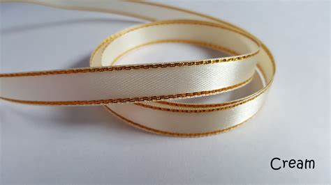 Mm Gold Edge Satin Ribbon Etsy