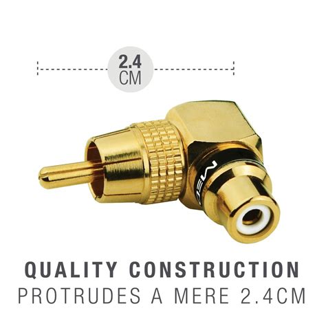 Shop New Rca Right Angle Adapter Female To Male Gold Plated Connector 2 Pack 2 Pack