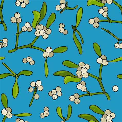 Premium Vector Mistletoe Floral Seamless Pattern Christmas