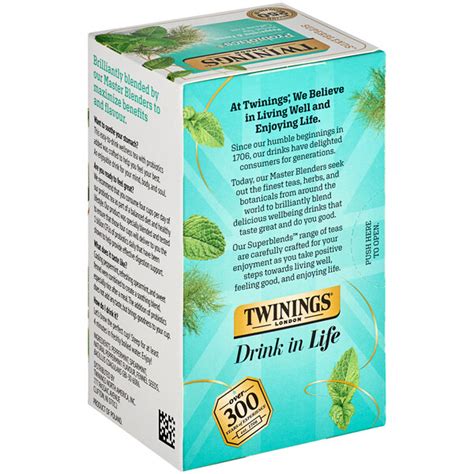 Twinings Probiotics Peppermint Fennel Herbal Tea Bags 18 Box