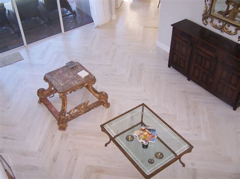 Pickled White Oak Chevron Flooring