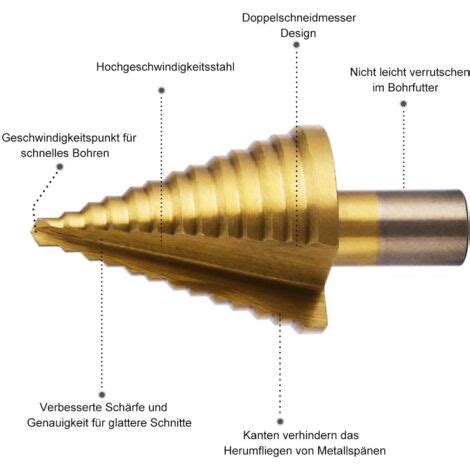 HSS Foret étagé métal 5 35 mm Titane professionnel Foret conique Foret
