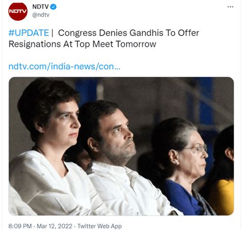 Congress Slams Ndtv For Peddling Fake News On Resignation By Gandhis