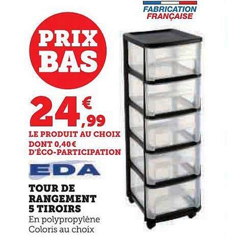 Promo Tour De Rangement Tiroirs Eda Chez Hyper U Icatalogue Fr