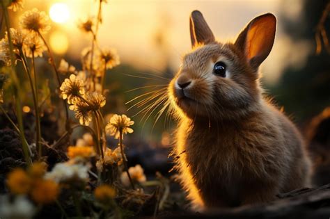 Premium Photo Sunset Silhouette Rabbit Enjoying Nature