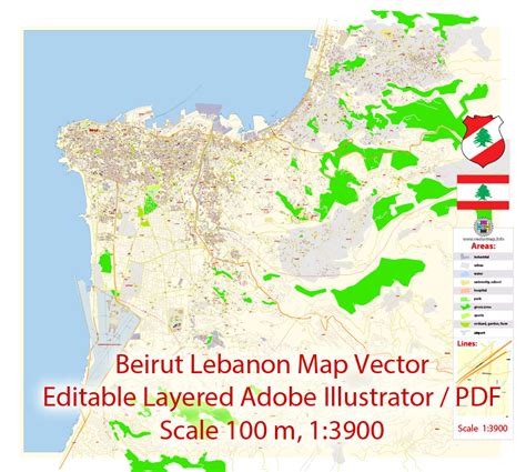 Beirut Lebanon PDF Map Vector Exact City Plan detailed Street Map Adobe ...