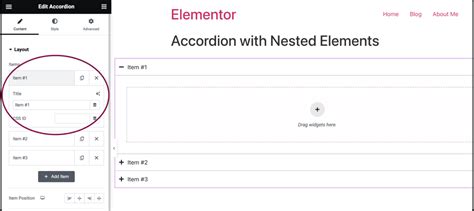 Accordion Widget With Nested Elements Elementor