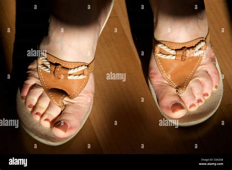 Woman Wearing Summer Sandals Stock Photo Alamy