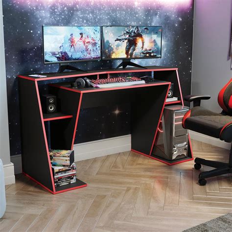 Mesa Computador Gamer Preta E Vermelha 145m Kappesberg Mesa Gamer