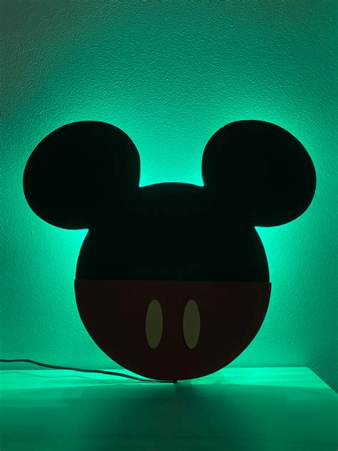 Mickey Mouse Decor With Light Wall Hanging Color Changing Etsy