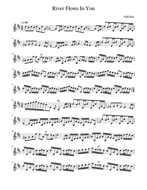 River Flows In You Sheet Music For Violin Solo