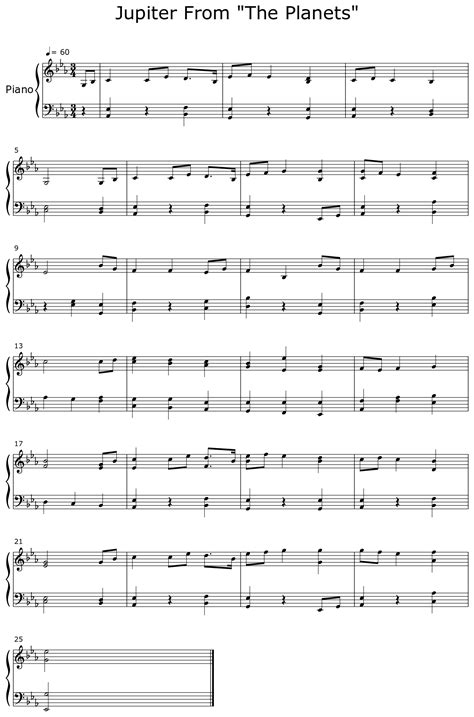 Jupiter From "The Planets" - Sheet music for Piano