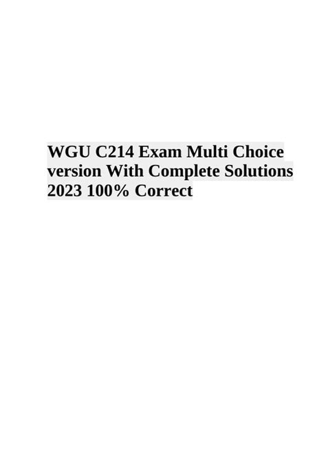 WGU C214 Pre Assement Exam Questions With Answers Latest Update