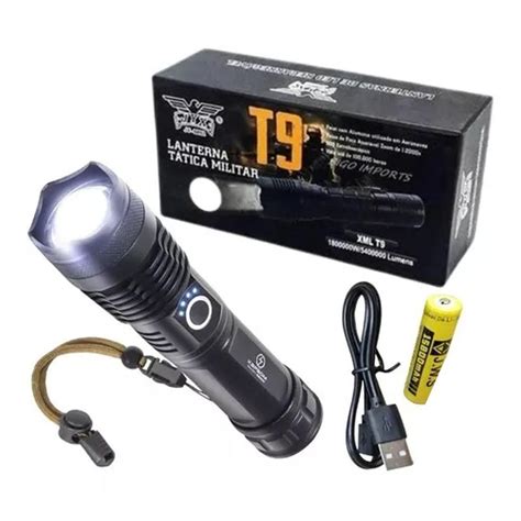 Lanterna Led T Mais Forte Do Mundo Ultra Usb Bateria Recarreg Vel A