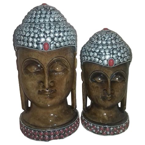 SNG Multicolor Shrinath Art Gallery Wooden Buddha With Metal Work At Rs