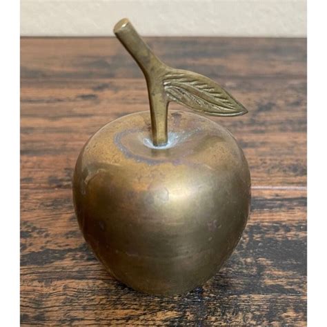 Accents Vintage Brass Apple With Leaf Handle Table Bell Paperweight Decor Poshmark