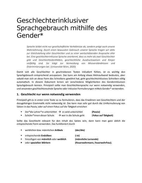 Genderleitfaden Geschlechterinklusiver Sprachgebrauch Mithilfe Des