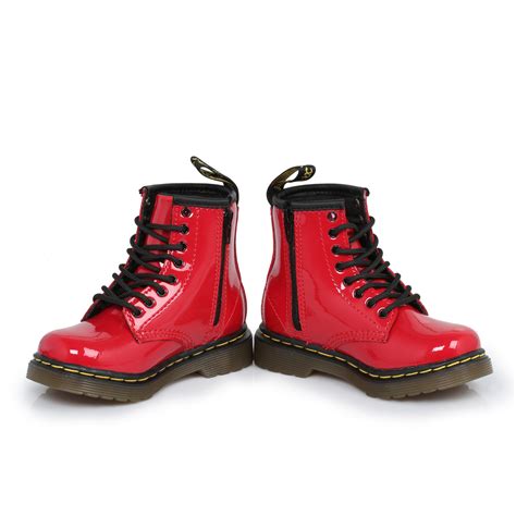 Dr Martens Infants Red Brooklee Kids Leather Boots Sizes 6 9 Ebay