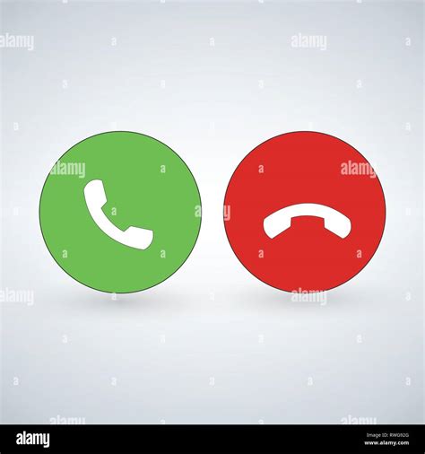 Phone Call Icon Set With Green Call Out Button And Red Hang Up Button