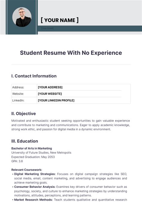 Student Resume With No Experience - Edit Online & Download Example