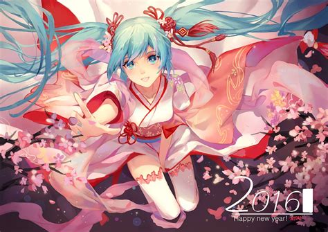 Flower Petals Crying Flower In Hair Long Hair Sakura Miku Anime