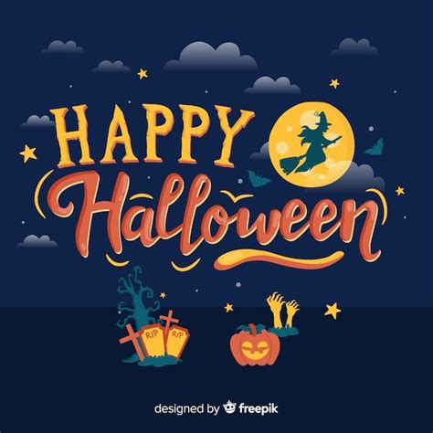 Premium Vector Beautiful Happy Halloween Lettering Background