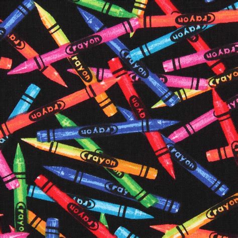 Black Fabric With Colorful Crayon By Timeless Treasures Fabric By