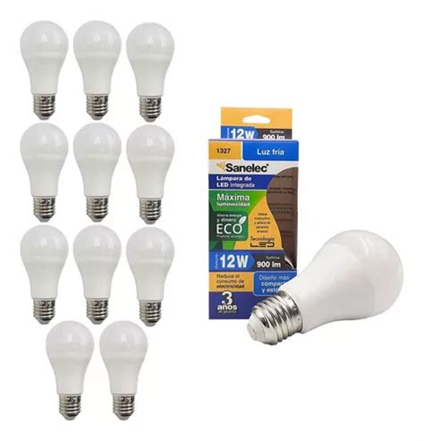 Foco Led 12w Sanelec 1327 Luz Blanca 6500k 12 Piezas MercadoLibre