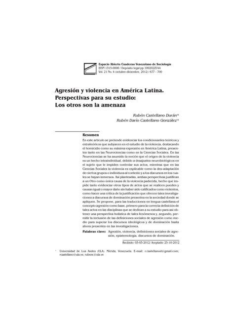 Pdf Agresion Y Violencia En América Latina Dokumen Tips