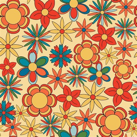 Premium Vector 70s Seamless Vector Pattern With Vintage Groovy