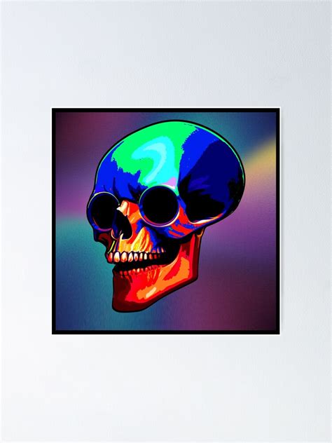 Psycho Rainbow Skull Vintage Skeleton Bones Illustration Artwork