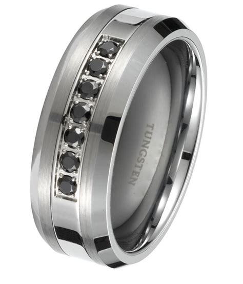 Black Diamond Tungsten Carbide Mens Wedding Ring Band 8mm Classic Engagement Ebay