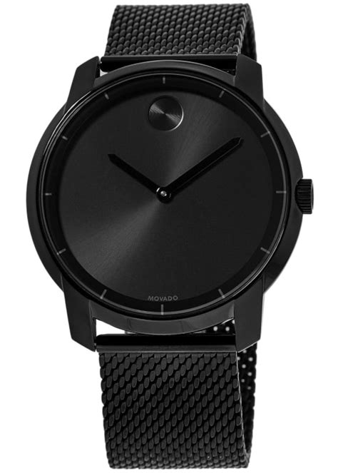 Movado Bold Black Ion-Plated Steel Mesh Bracelet Men's Watch 3600261