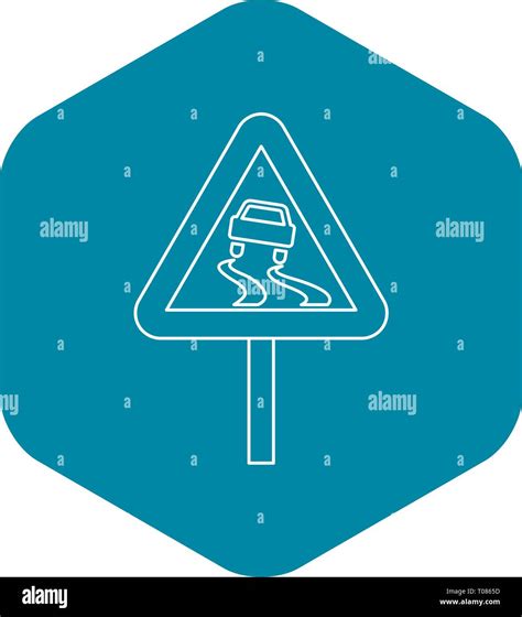 Slippery Road Icon Outline Style Stock Vector Image Art Alamy