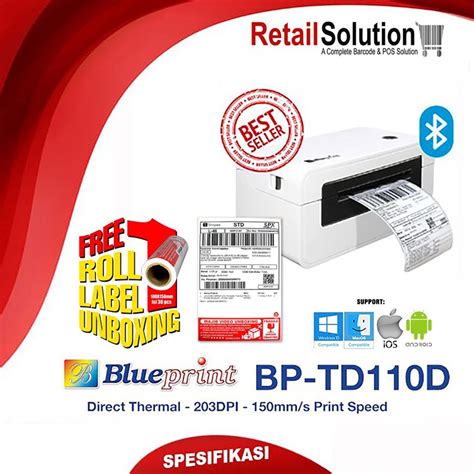 Jual Printer Barcode Label Thermal Bluetooth Blueprint Td D Td