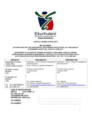 Fillable Online Ekurhuleni Gov In Compliance With The Preferential