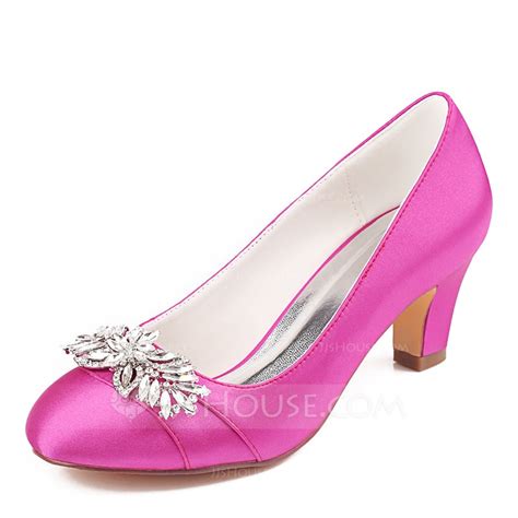 Womens Silk Like Satin Stiletto Heel Closed Toe Pumps With Crystal