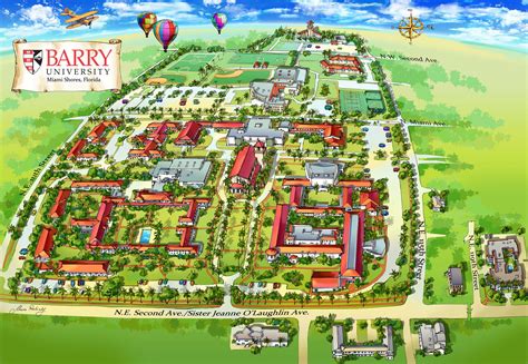 Barry University Campus Map Illustration - by Rabinky Art, LLC