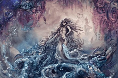 Mythological Creatures' Woman in Unique Sky Fantasy Cinematic Graphic ...