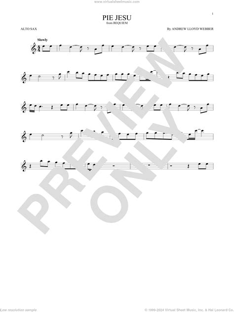 Pie Jesu From Requiem Sheet Music For Alto Saxophone Solo Pdf