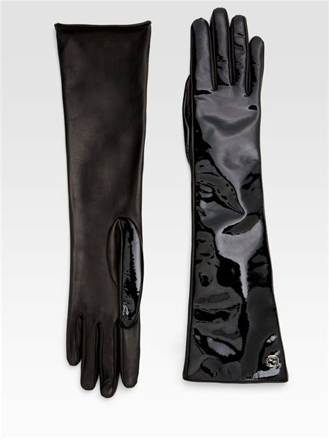 Lyst Gucci Patent Leather Gloves In Black