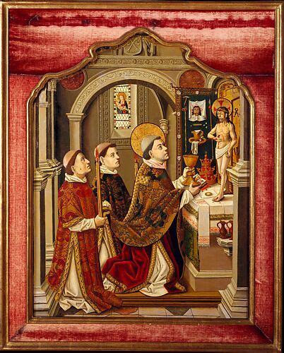 spanish painter virgin  child enthroned  saints catherine