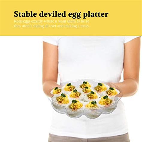 [3pk] Devil Egg Trays With Lid For Party Deviled Egg Containers Platter Holder Carrier With