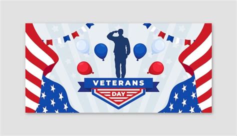 Free Vector | Flat veterans day horizontal banner template