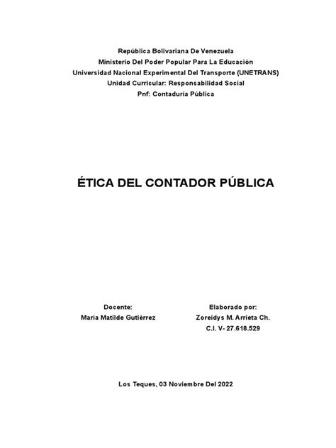 Analisis Etica Del Contador Publico Pdf Contador Contabilidad