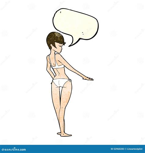Cartoon Woman In Bikini With Speech Bubble Stock Illustration