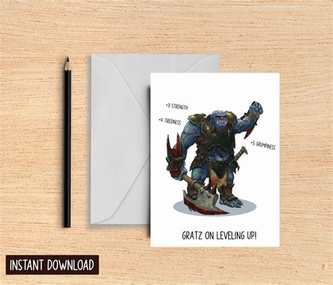 Dungeons And Dragons Birthday Card D D Character Card Orc Etsy