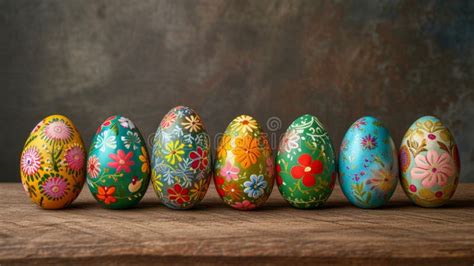 An Enchanting Easter Egg Display Showcasing Intricate Hand Painted