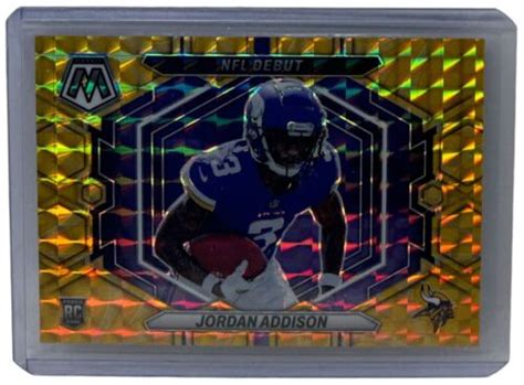 Jordan Addison Panini Mosaic Nfl Debut Yellow Reactive Vikings Rc