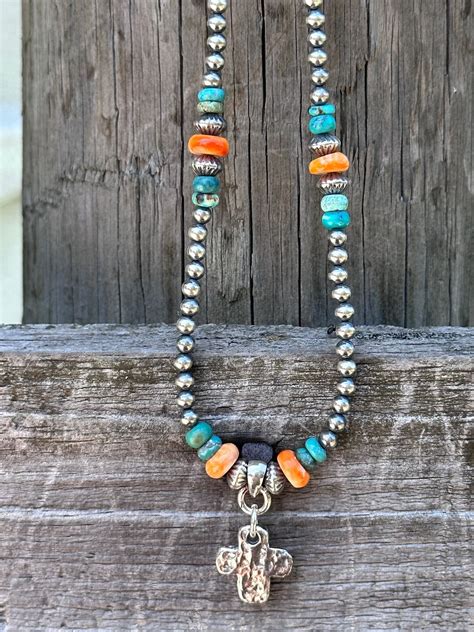 Gorgeous Navajo Pearls Turquoise And Spiny Oyster Necklace With